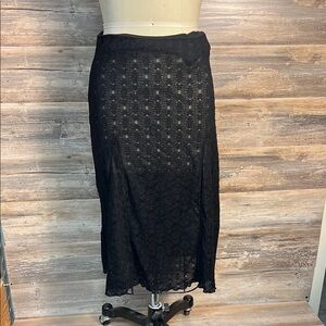 Forever 21 Black Flower Print Sheer Flare Skirt NWT
